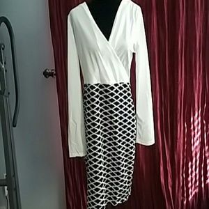 SALE PENDING Long-sleeved black and white dress